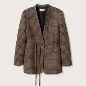 Mango Brown Plaid Blazer